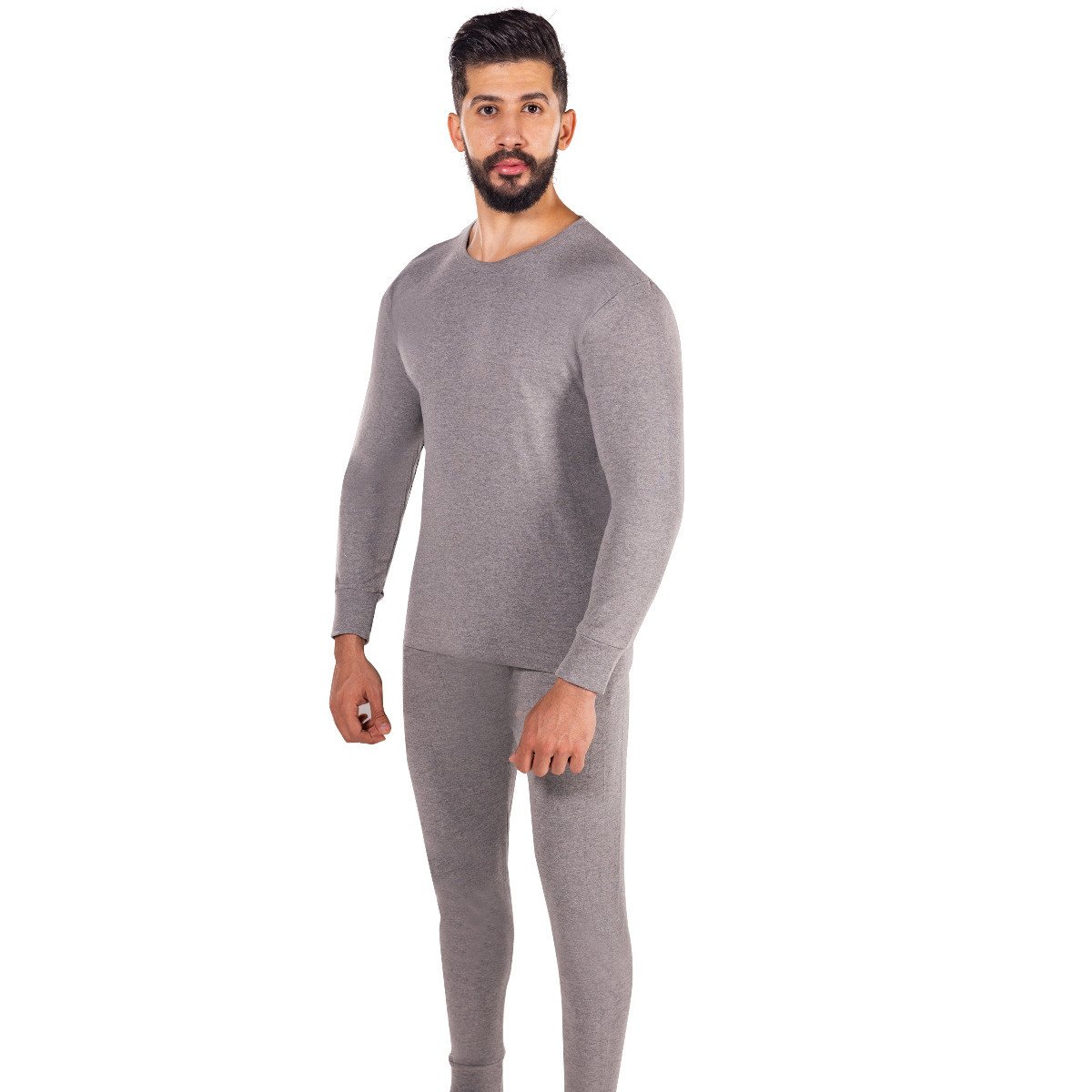 بجامة دروش رجالي كم طويل رصاصي فاتح