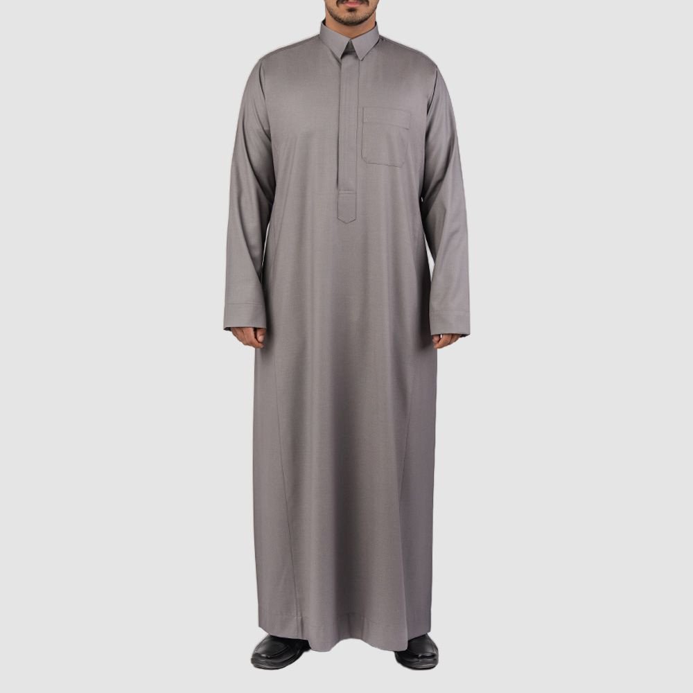 ثوب شتوي رصاصي خلية سحاب مخفي قلاب رجالي