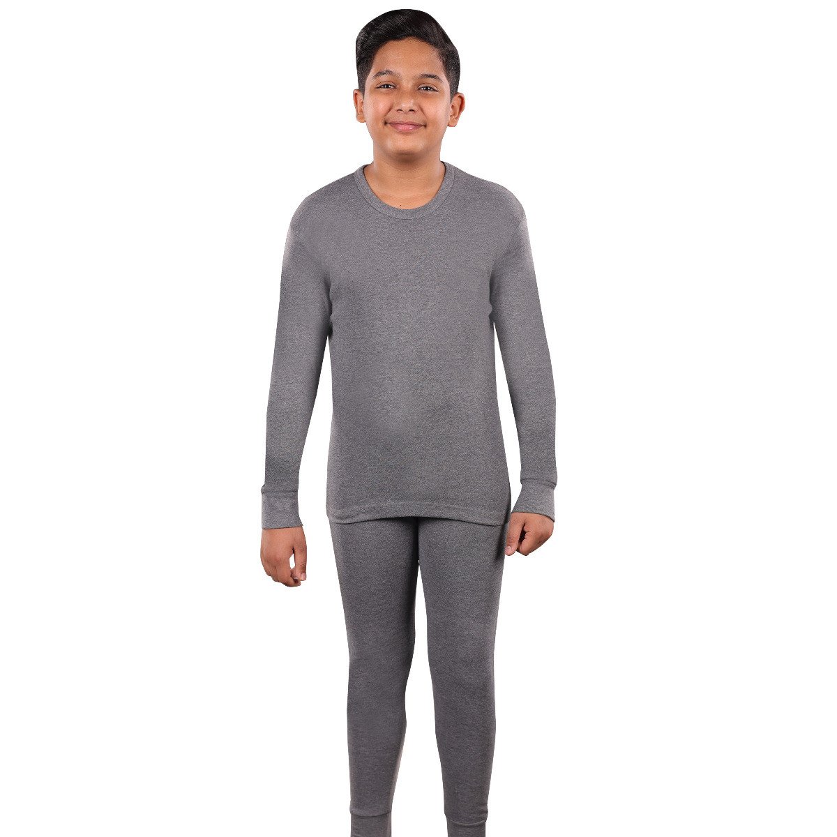 بجامة دروش قطن ولادي شبابي كم طويل رصاصي غامق شتوي