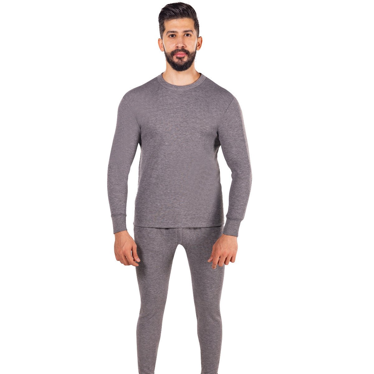 بجامة دروش فرو بيجاما رجالي كم طويل رصاصي داكن