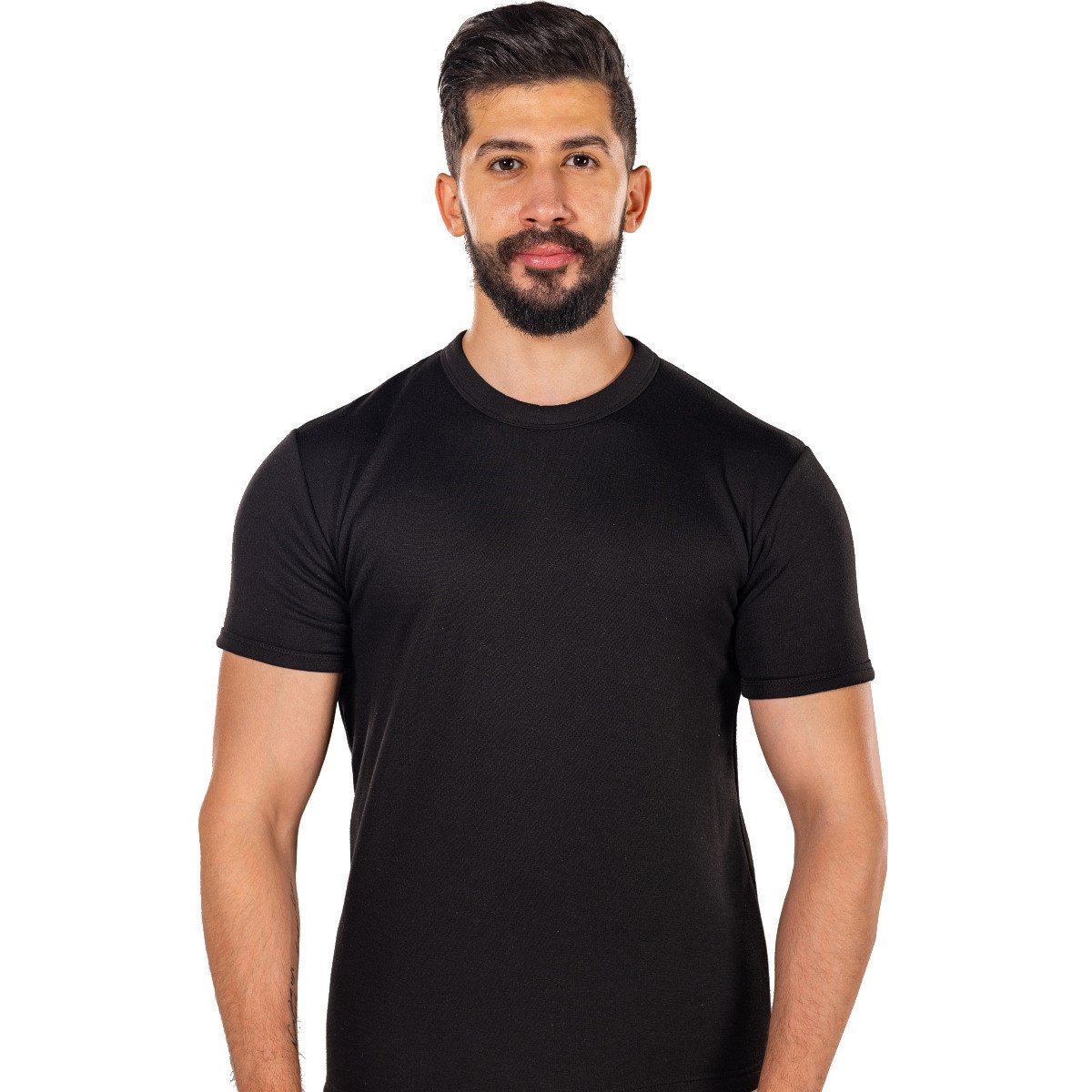 فانلة دروش فرو رجالي نصف كم اسود شتوي