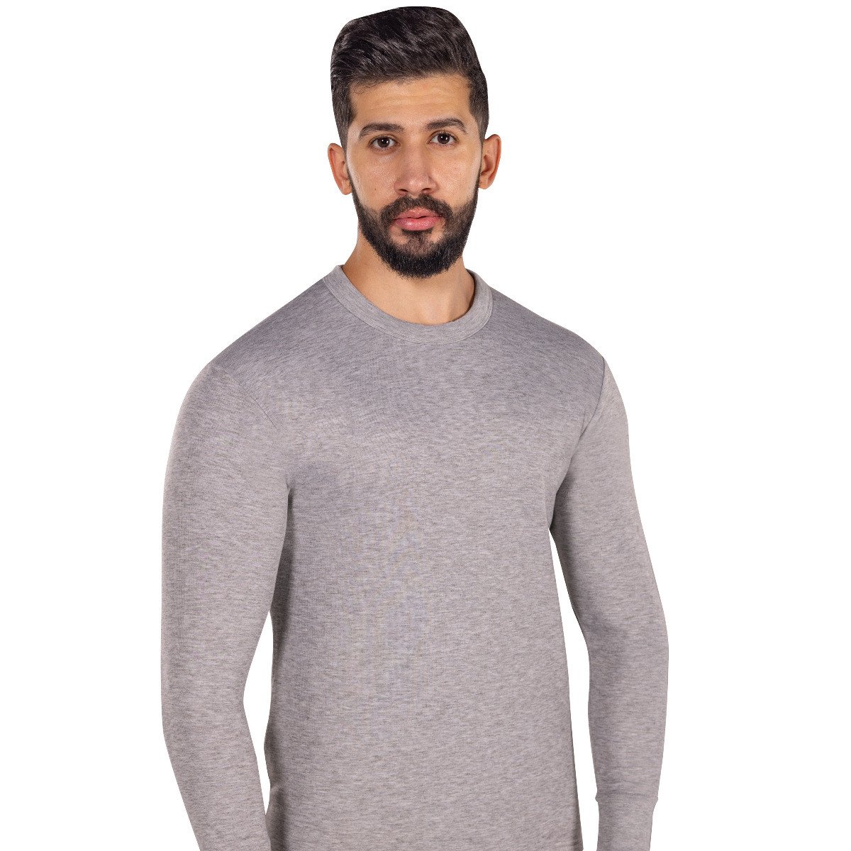 فانلة دروش فرو رجالي كم طويل رصاصي غامق شتوي