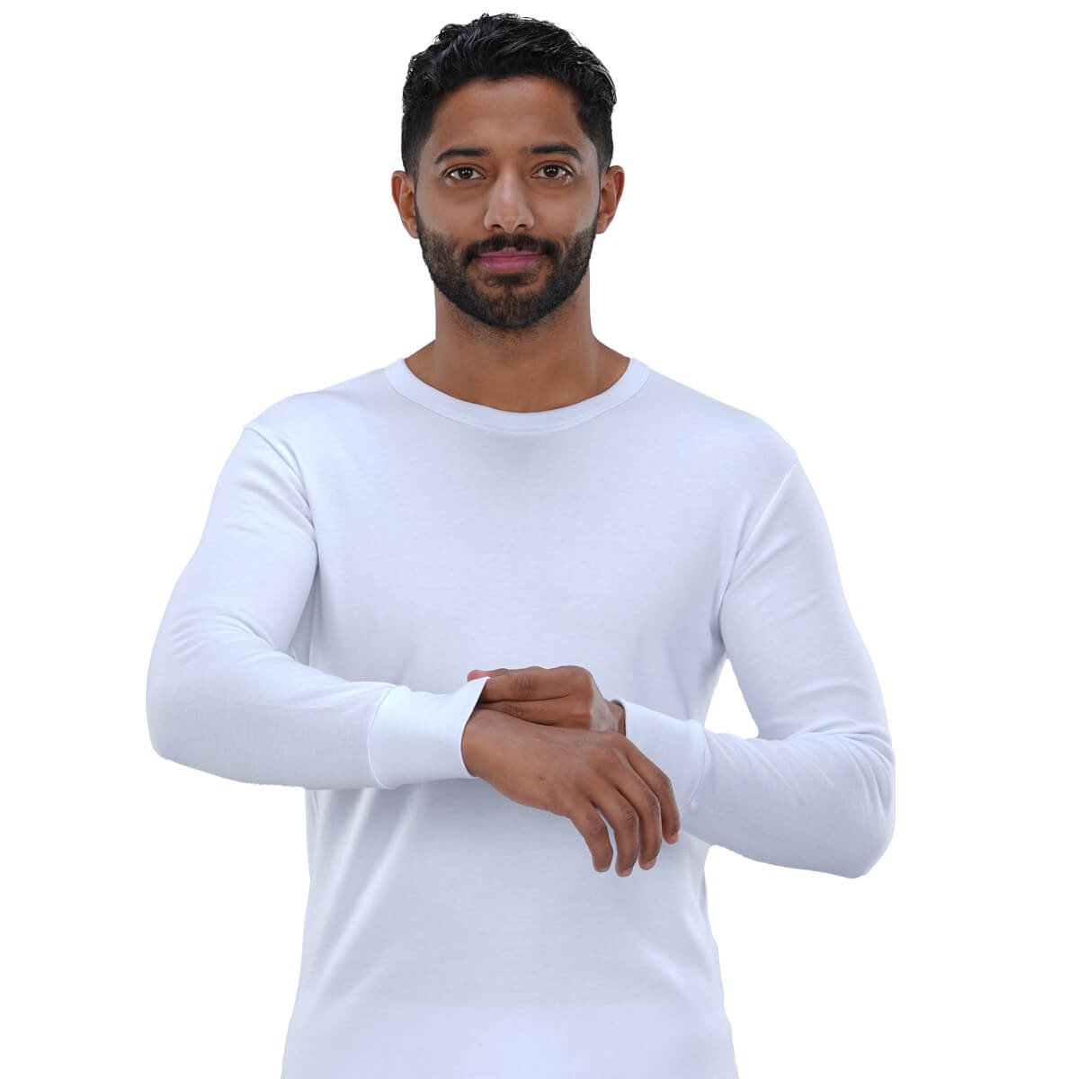 بجامة دروش قطن  رجالي كم طويل أبيض