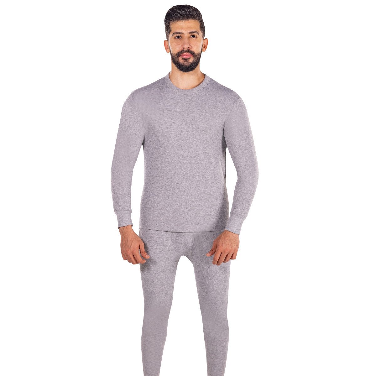 بجامة دروش فرو بيجاما رجالي كم طويل رصاصي غامق