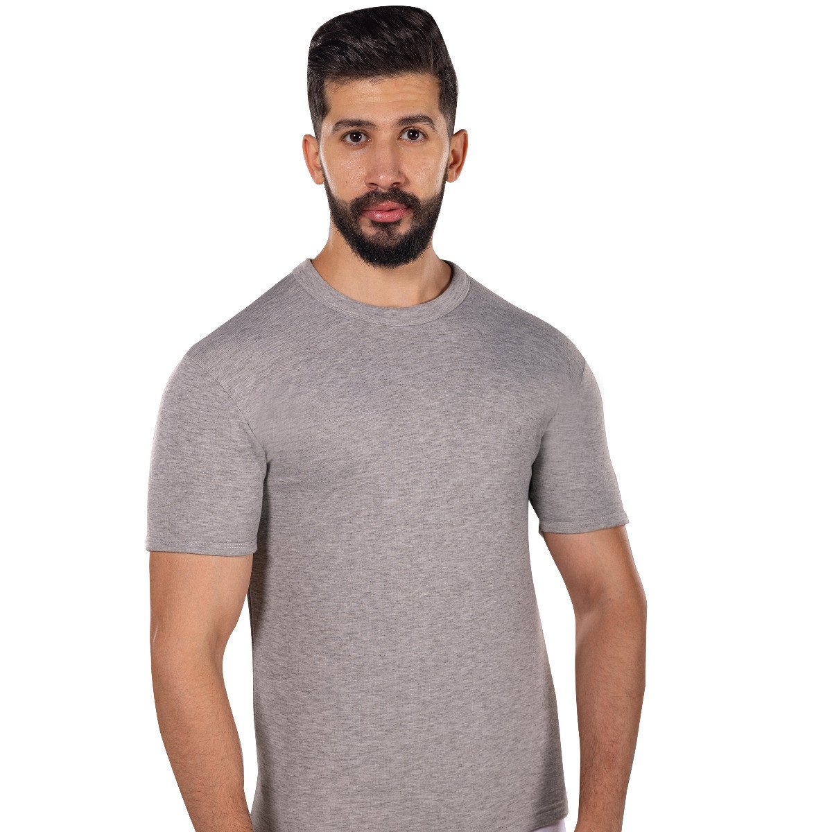 دروش فانلة فرو رجالي نصف كم رصاصي غامق شتوي