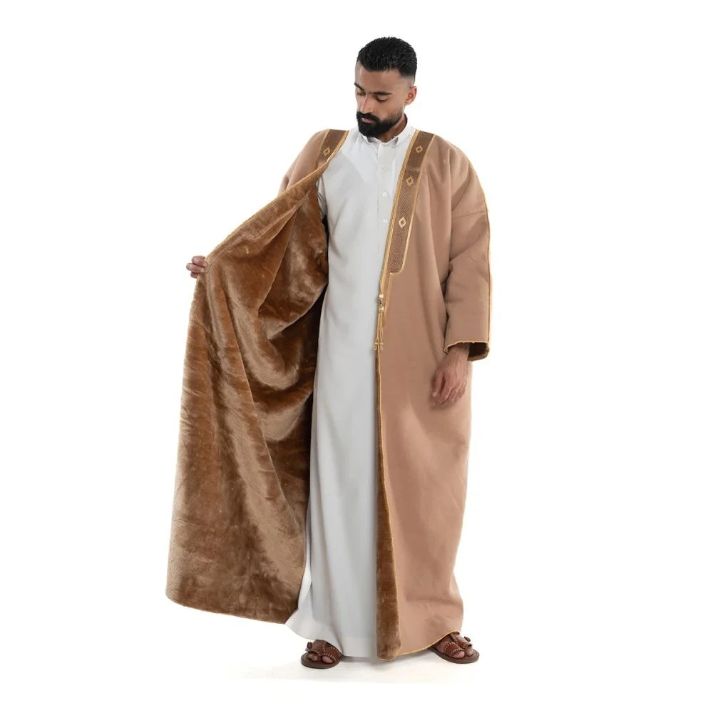 فروة بشت وبر لون بيج غامق